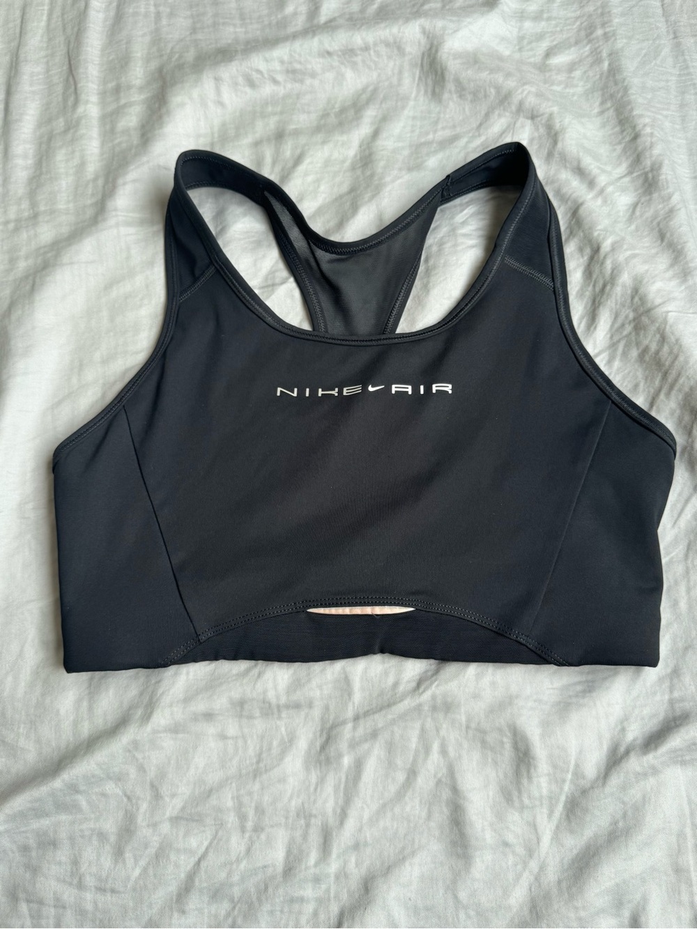 Nike Air Black Racerback Sports Bra with White Logo